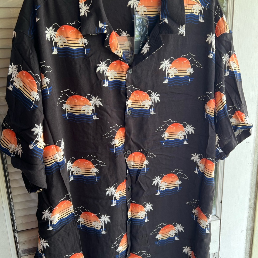 Tropical Sunset Black Shirt
